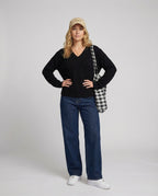 Eleganter V-Ausschnitt Strickpullover für Damen in lockerer Übergröße Passform