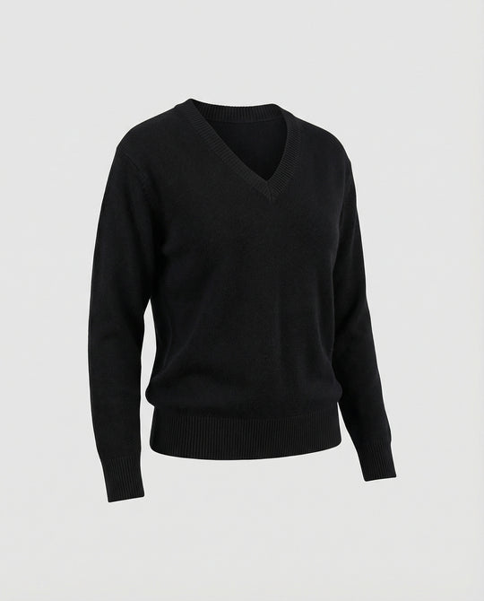 Eleganter V-Ausschnitt Strickpullover für Damen in lockerer Übergröße Passform