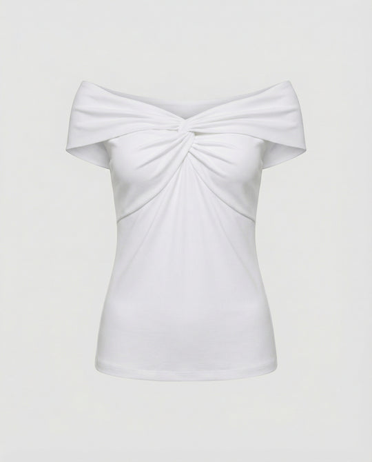 Elegantes Damen T-Shirt mit Schleife Französischer Chic Kurzarm Oberteil