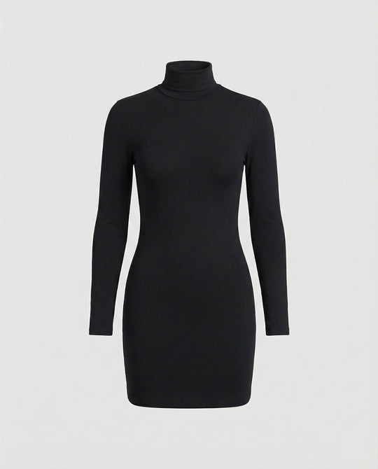 Elegantes Figurbetontes Langarmkleid mit Stehkragen für Herbst Nächte