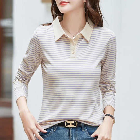 R&B | Langarm-Poloshirt Damen Aus Baumwolle