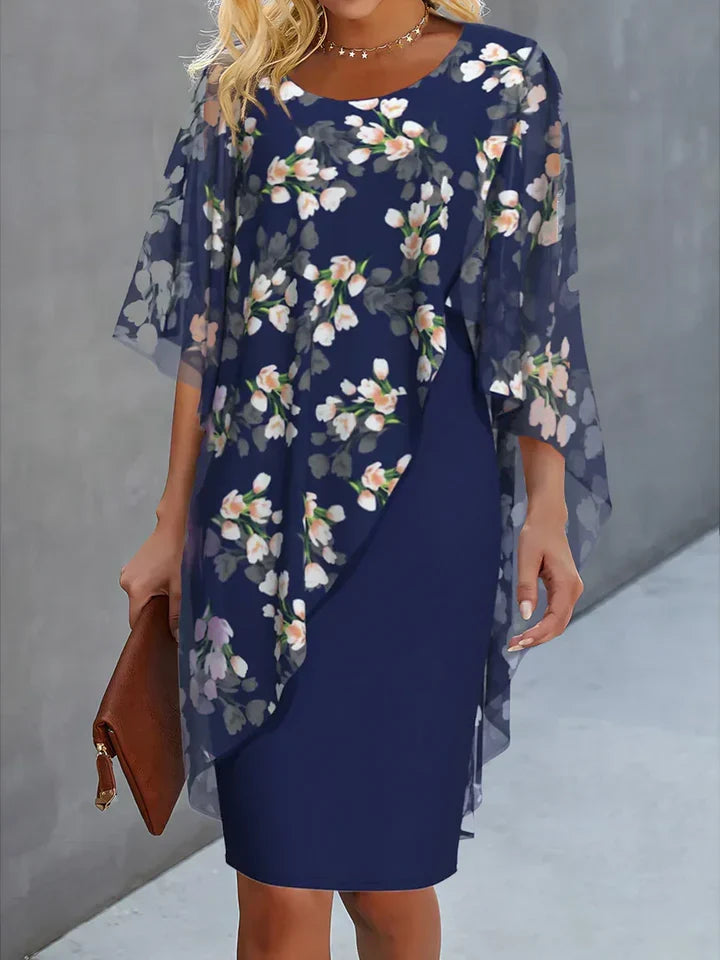 Florales Chiffon-Damenkleid