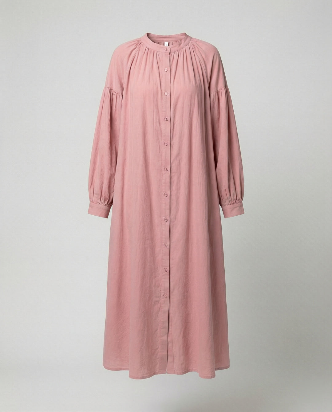 Elegantes französisches Baumwoll-Leinen Kleid in Fuchsia für den Herbst