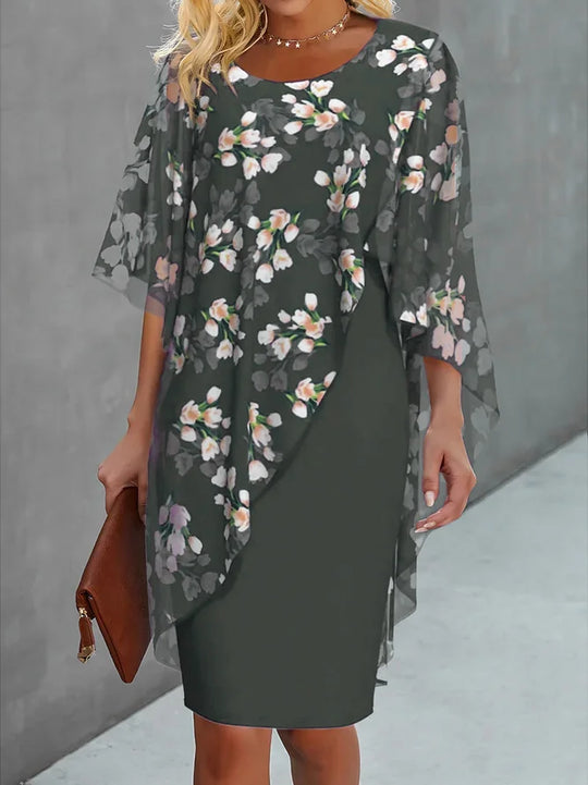 Florales Chiffon-Damenkleid