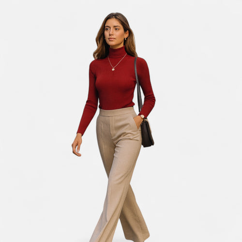 R&B | Rollkragenpullover Langarm Gerippt