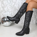 R&B | Hohe Damen Cowboy Stiefel aus Leder mit Absatz für Herbst und Festivals