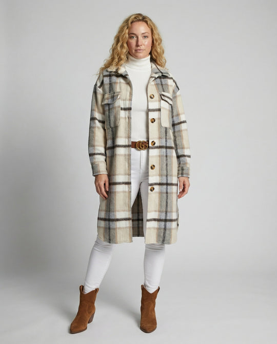 Karierter Damenmantel Herbst Elegant | R&B