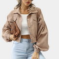 R&B | Rippstoff Damenjacke mit Kurzer Passform und Knöpfen