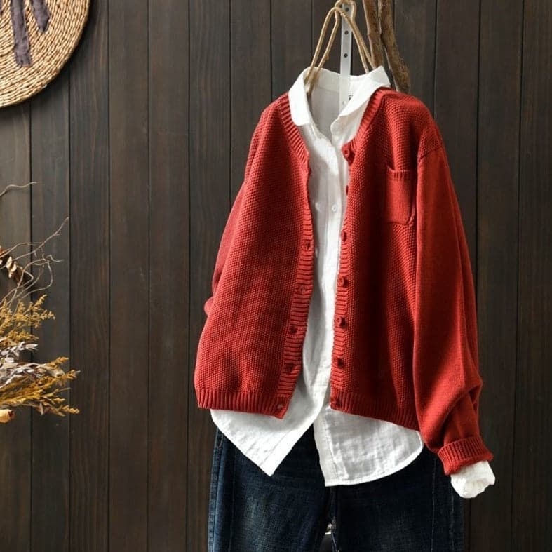 R&B | Cardigan Strick Knopfverschluss Oversized Fit Weich und Bequem