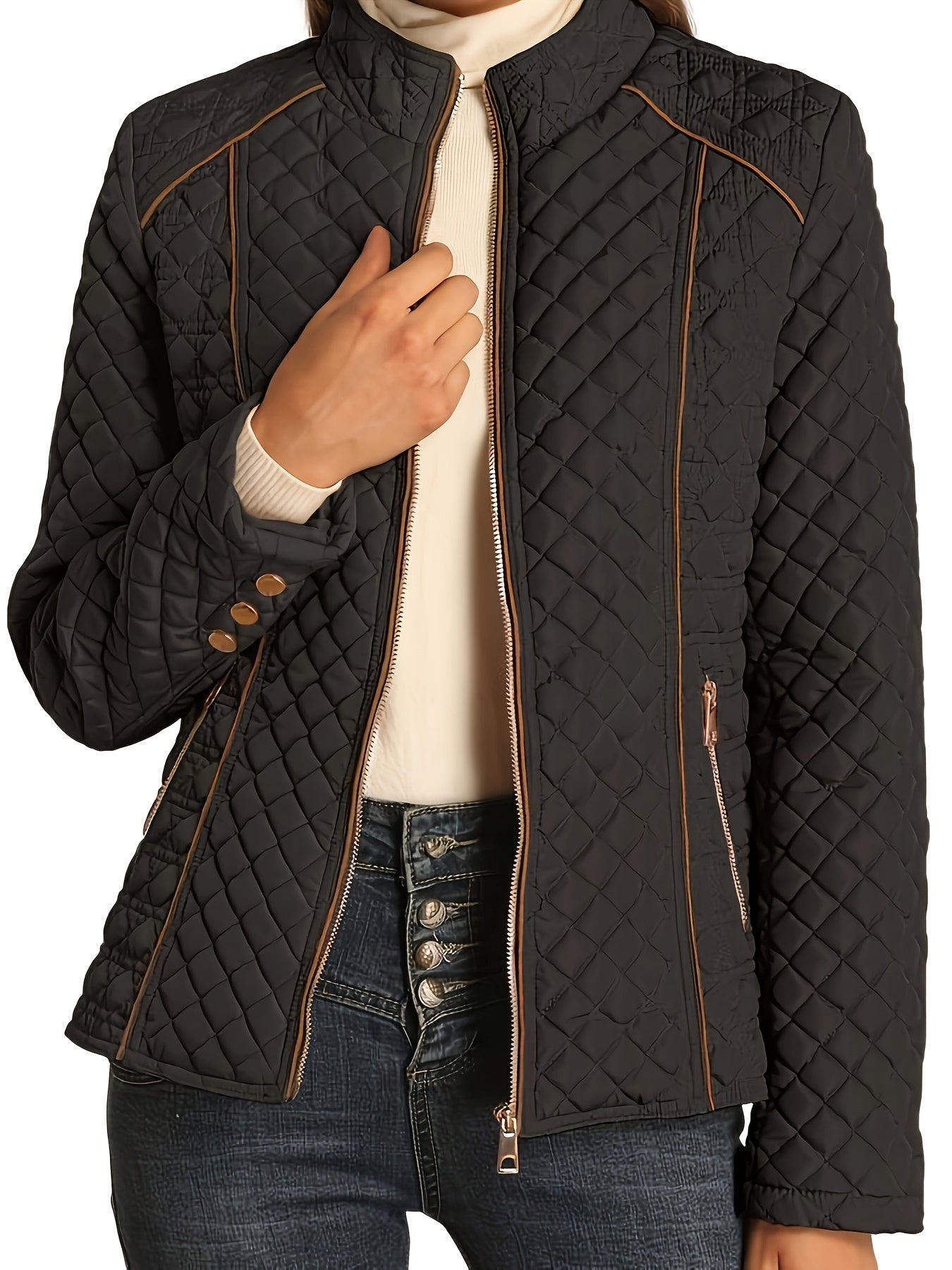 R&B | Damen Gefütterte Winterjacke mit Reißverschluss und Luxuriösem Material