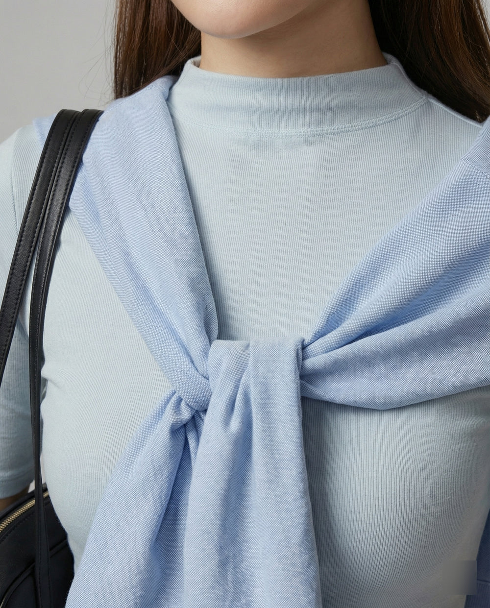 Enganliegendes Damen T-Shirt mit Merinowolle und Stehkragen für den Sommer