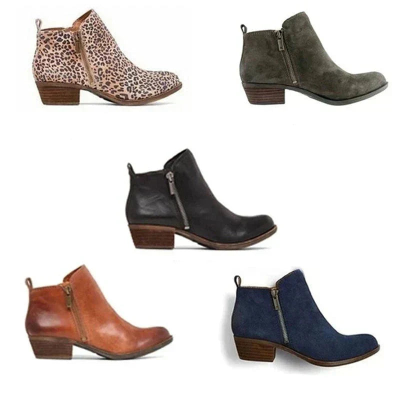 Stiefeletten | Blockabsatz | Flacher Absatz | Lederstiefel | Damenstiefel R&B