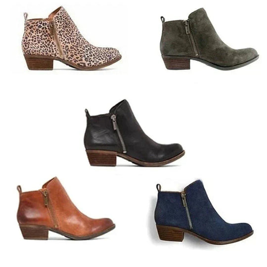 Stiefeletten | Blockabsatz | Flacher Absatz | Lederstiefel | Damenstiefel R&B