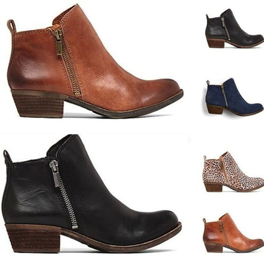 Stiefeletten | Blockabsatz | Flacher Absatz | Lederstiefel | Damenstiefel R&B