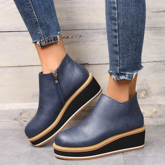 Stiefeletten | Reißverschluss | Plattform | Keilabsätze | Damenstiefel R&B