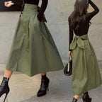 R&B | Hohe Taille Midi Rock mit Schleifendetail