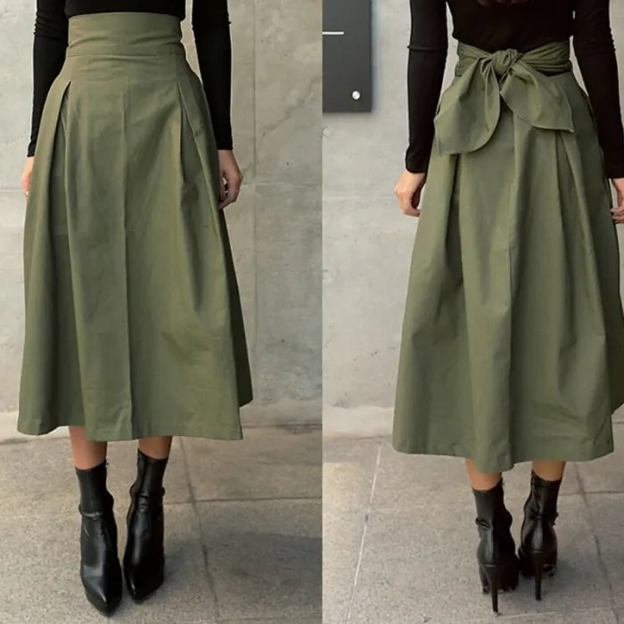 R&B | Hohe Taille Midi Rock mit Schleifendetail
