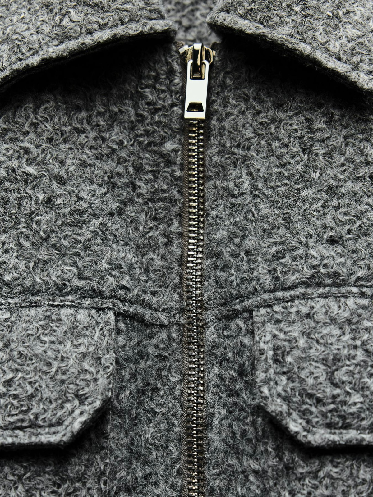 R&B | Stil Bouclé Graue Jacke