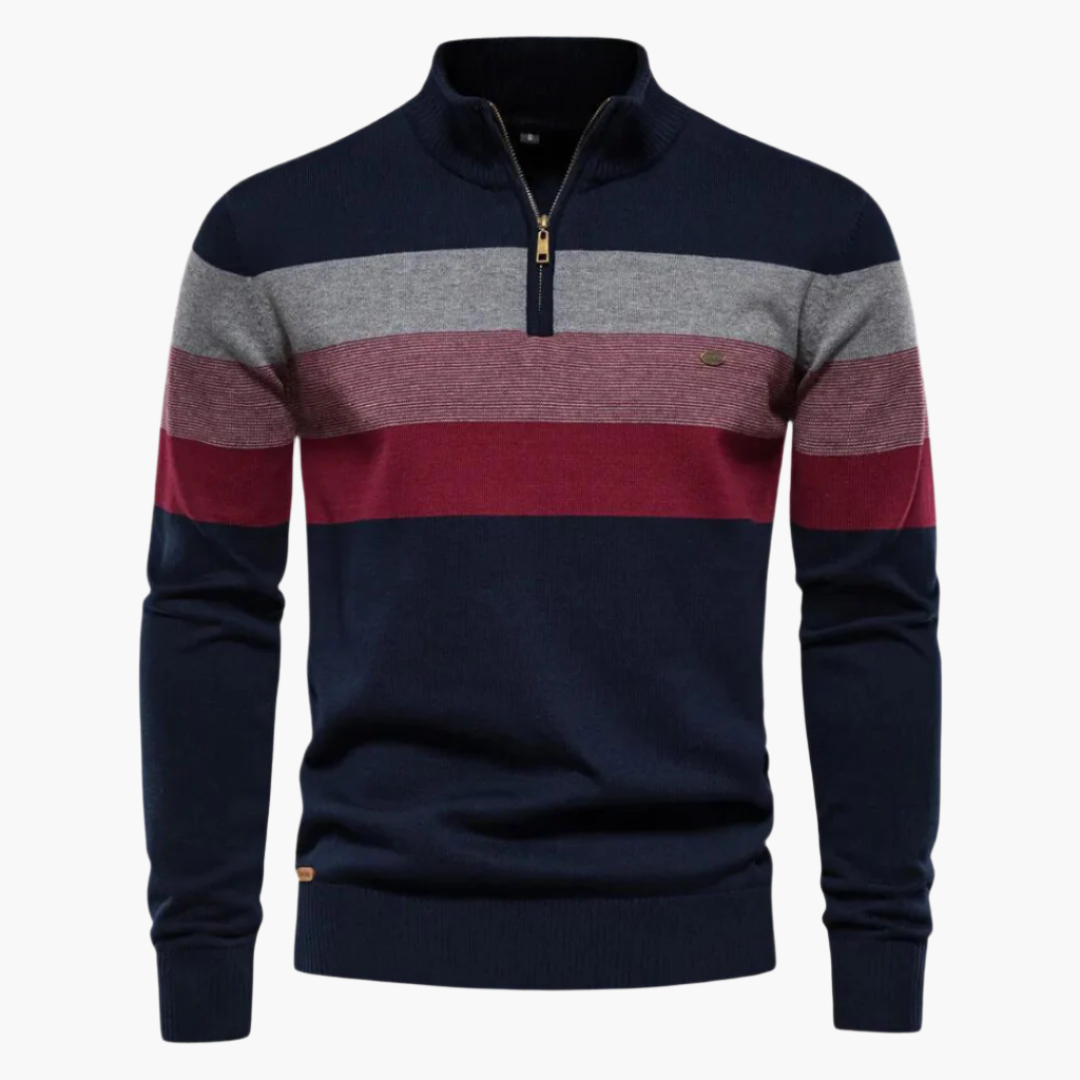 R&B | Strickpullover mit Viertelreißverschluss - Eleganter Feinstrick für Business & Freizeit