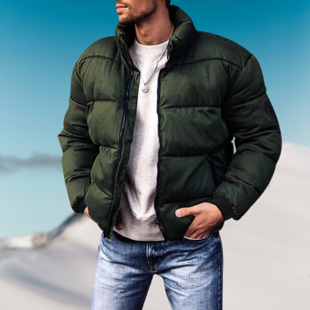 Heidi-Mode | Daunenjacke Gepolsterte Passform Hoher Kragen Rippbündchen Freizeitjacke