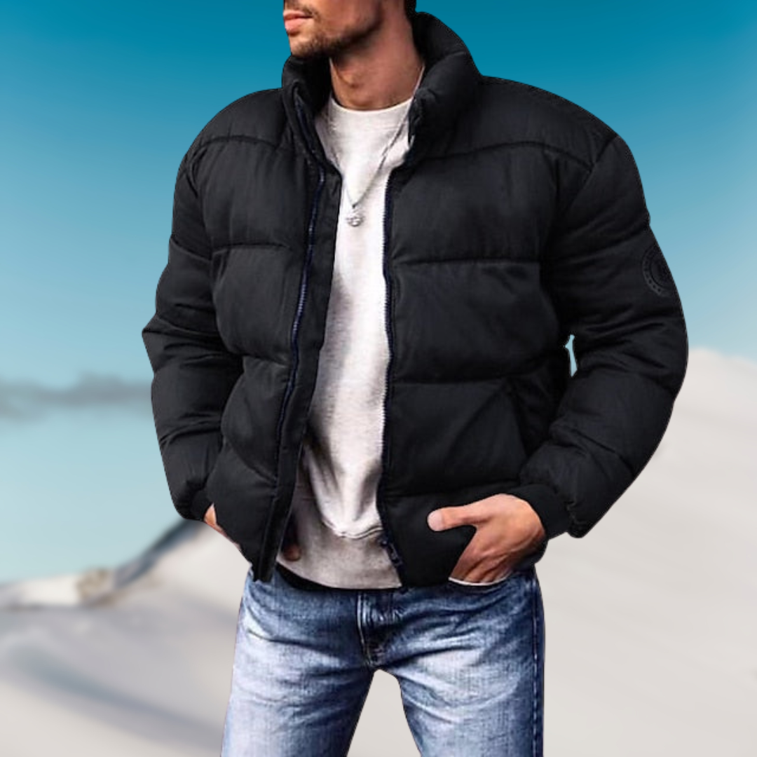 Heidi-Mode | Daunenjacke Gepolsterte Passform Hoher Kragen Rippbündchen Freizeitjacke