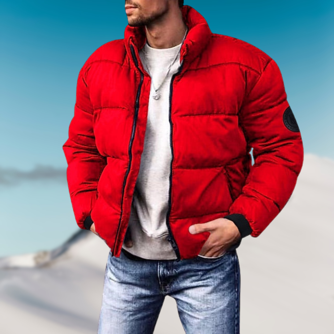 R&B-Mode | Daunenjacke Gepolsterte Passform Hoher Kragen Rippbündchen Freizeitjacke
