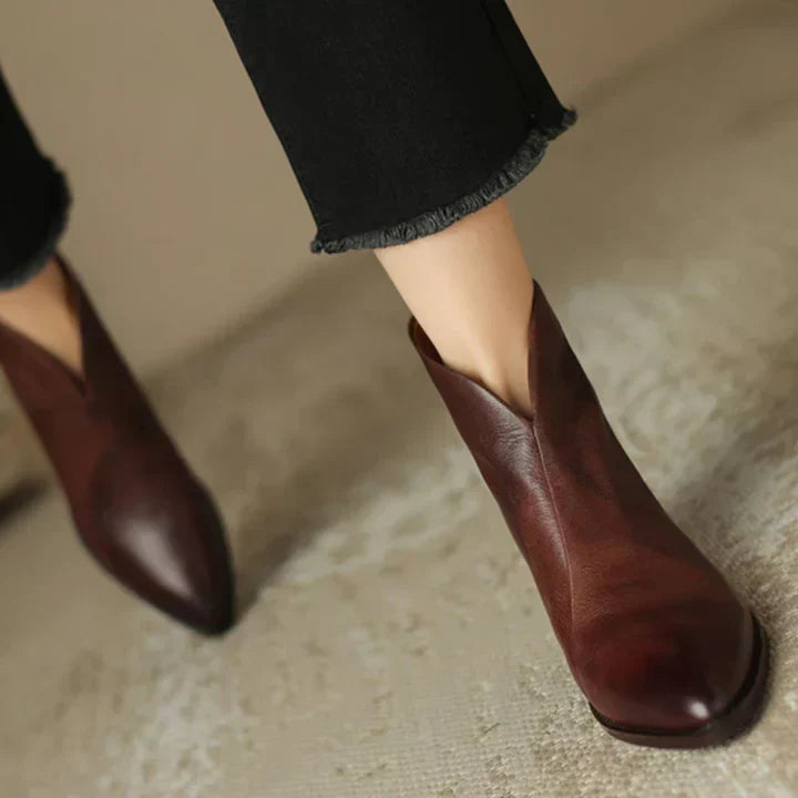 R&B | Damenstiefelette Aus Leder mit Blockabsatz