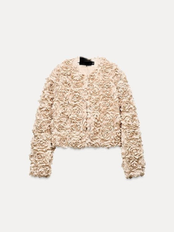 R&B | Texturiertes Cropped Jacke mit langen Ärmeln