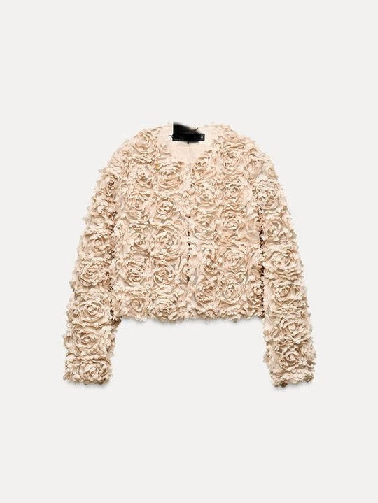 R&B | Texturiertes Cropped Jacke mit langen Ärmeln