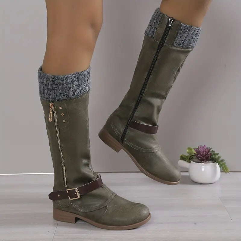 Einfarbige lange Stiefel für Damen R&B