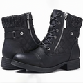 Warme Kunstleder Stiefel mit Schnalle und Reißverschluss R&B