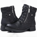 Warme Kunstleder Stiefel mit Schnalle und Reißverschluss R&B