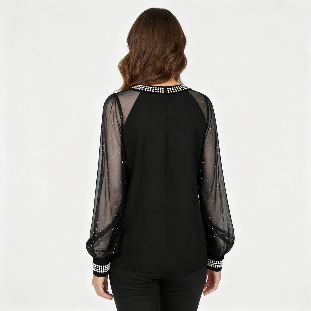 Mesh-Pailletten Damen Top | R&B