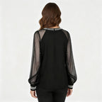 Mesh-Pailletten Damen Top | R&B