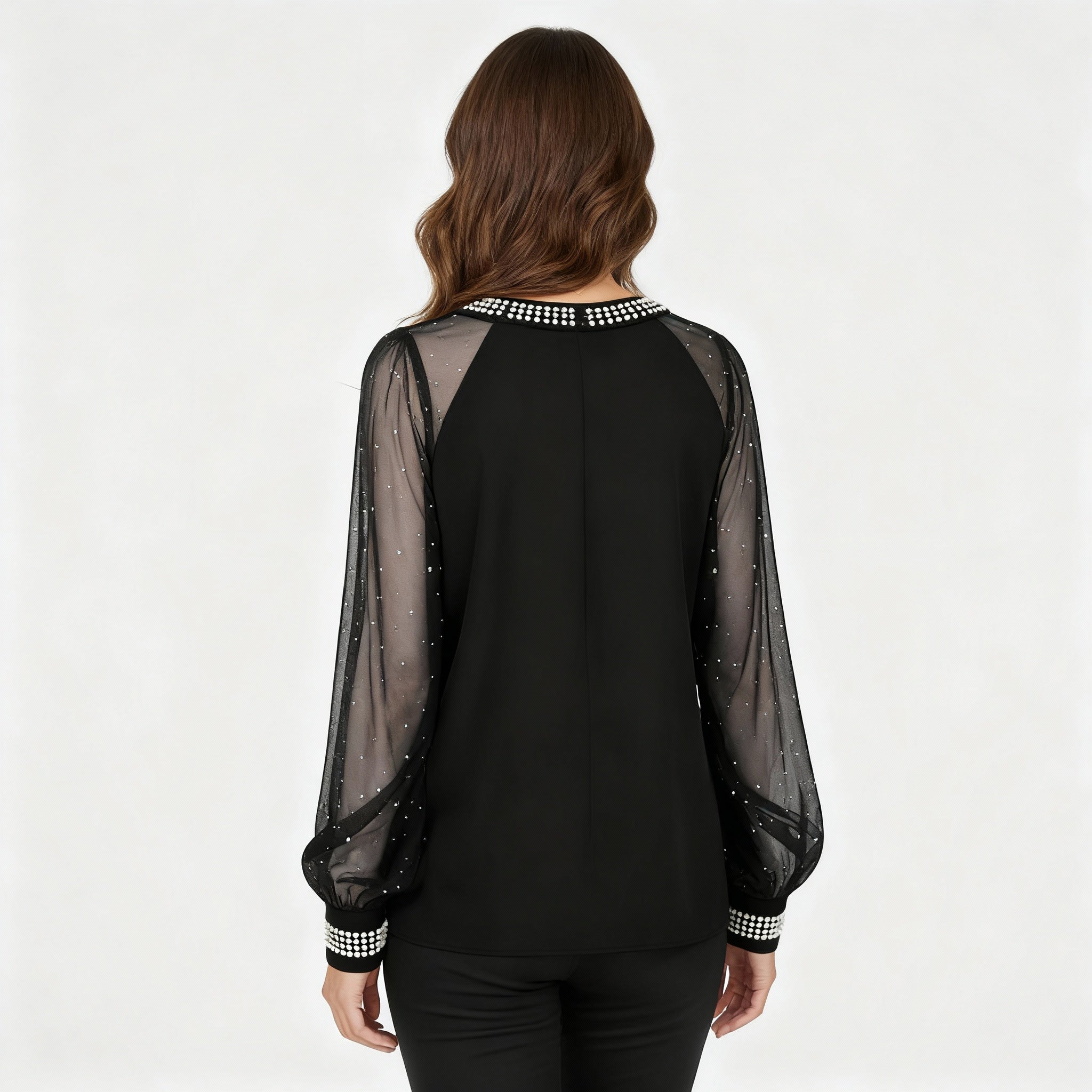 Mesh-Pailletten Damen Top | R&B