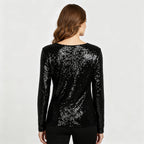 Glitzernde Party Eleganz V Ausschnitt Top Damen | R&B