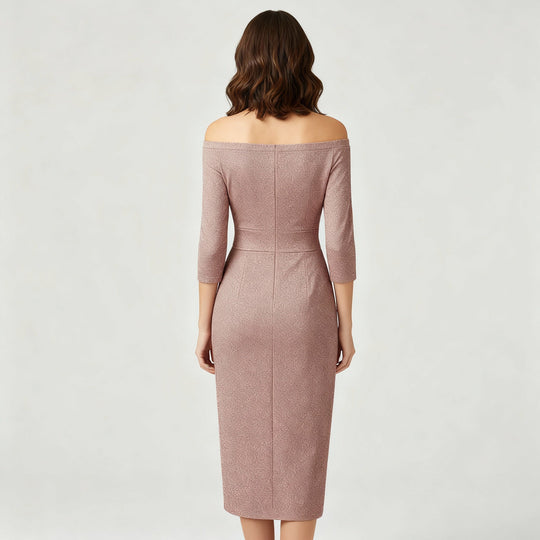 Elegantes Hochzeitsgast Kleid Off Shoulder Lang Satin | R&B
