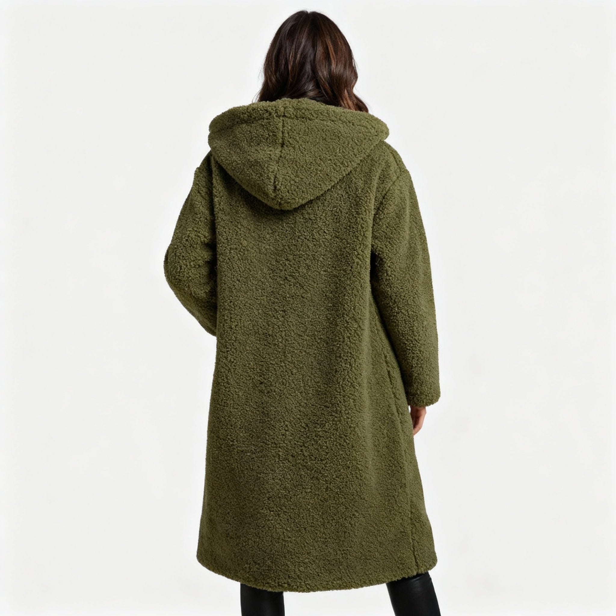 Modischer Teddy Mantel Damen Komfort Langer Mantel Kapuze | R&B