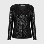 Glitzernde Party Eleganz V Ausschnitt Top Damen | R&B