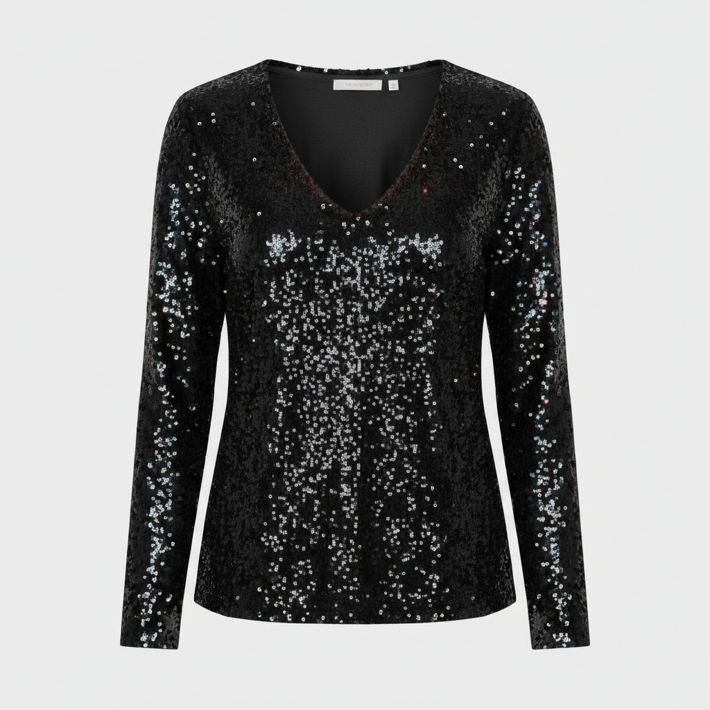 Glitzernde Party Eleganz V Ausschnitt Top Damen | R&B