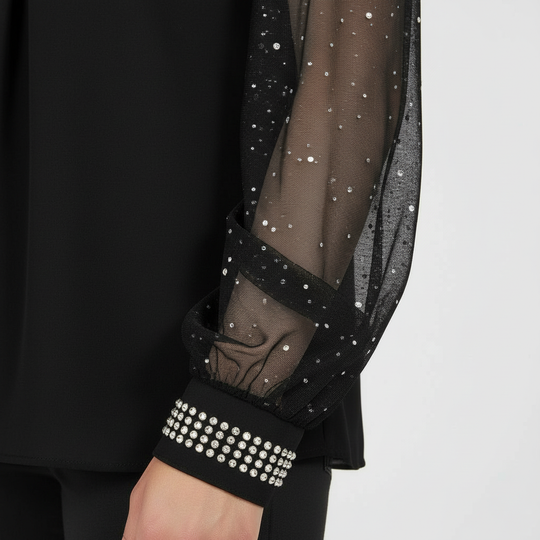 Mesh-Pailletten Damen Top | R&B