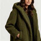 Damen Teddy Mantel mit Kapuze - R&B