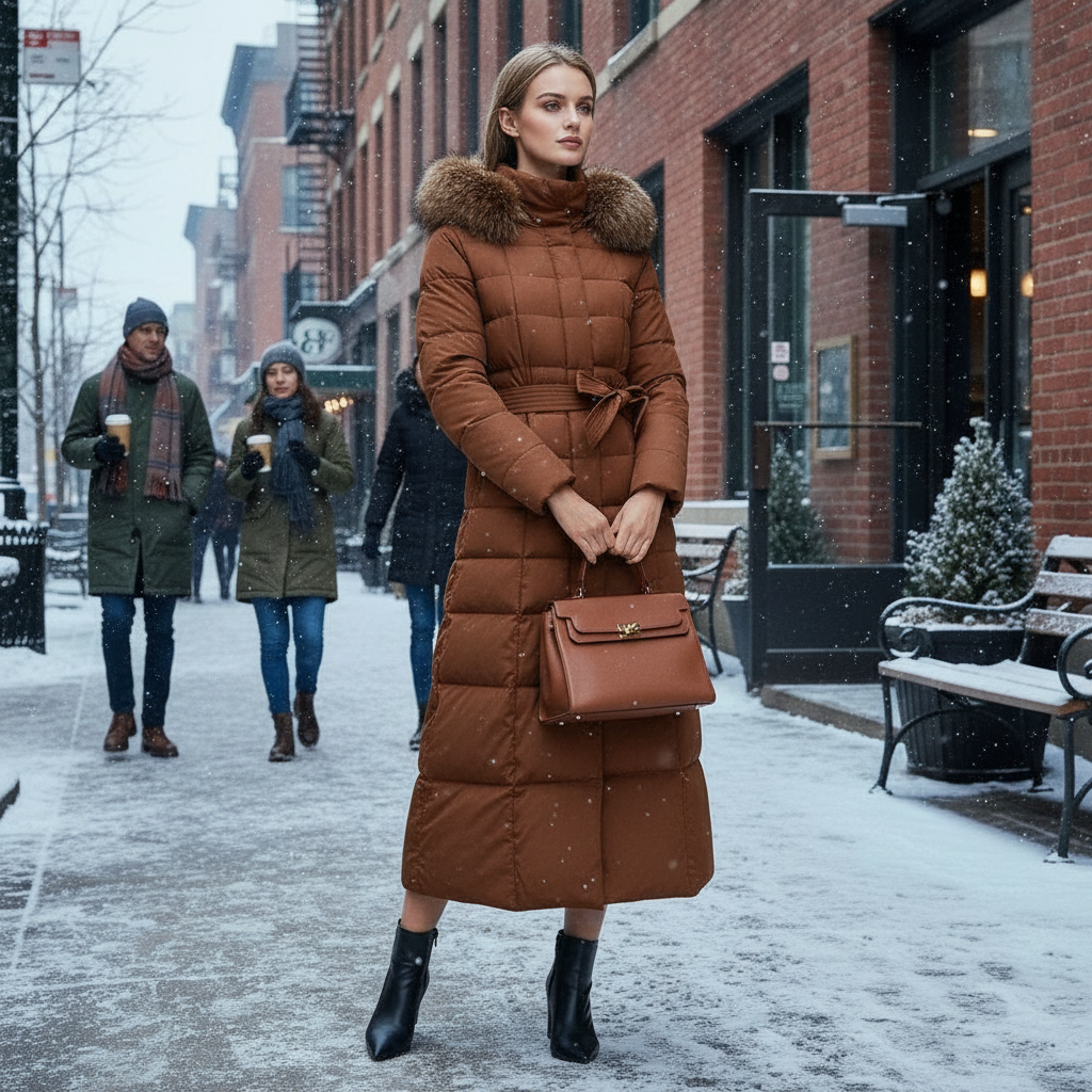 Warmer Eleganter Langer Damen Wintermantel