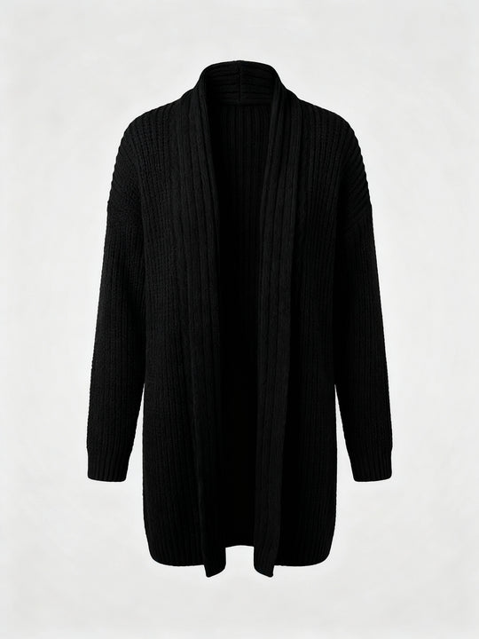 Damen Strickjacke mit offenen Kanten und lässigem Schnitt R&B