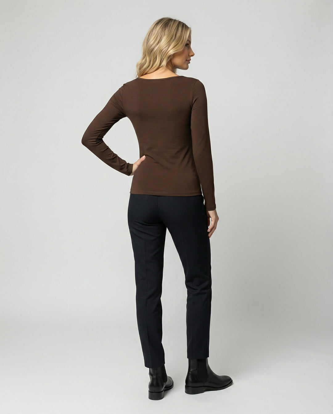Damen Langarmshirt Slim Fit Korean Style Tailliertes Oberteil