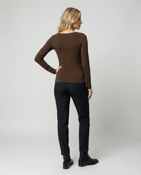 Damen Langarmshirt Slim Fit Korean Style Tailliertes Oberteil