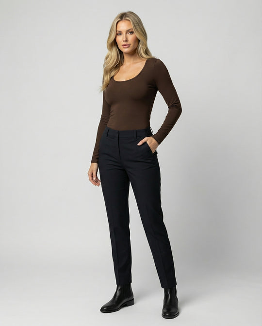 Damen Langarmshirt Slim Fit Korean Style Tailliertes Oberteil