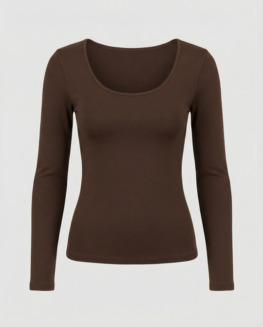 Damen Langarmshirt Slim Fit Korean Style Tailliertes Oberteil
