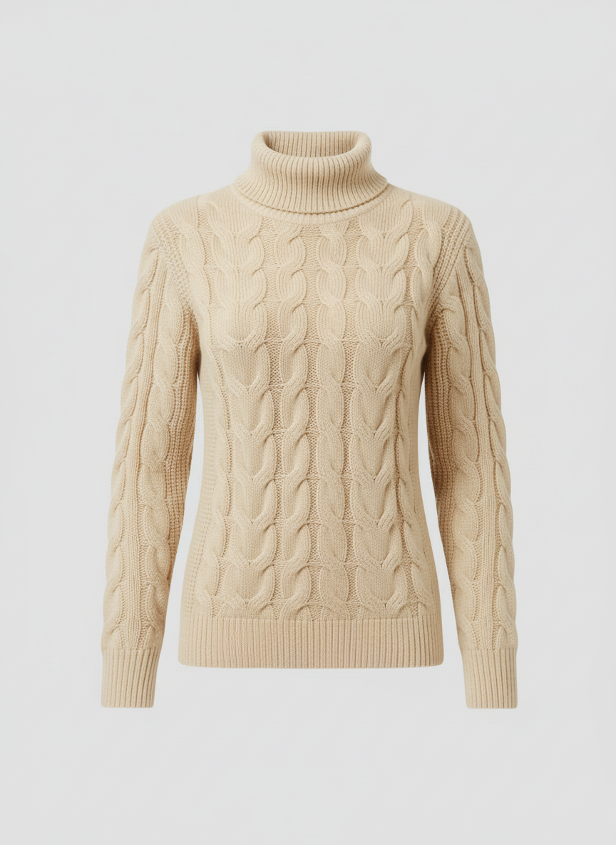 Zopfmuster Rollkragenpullover Damen | R&B