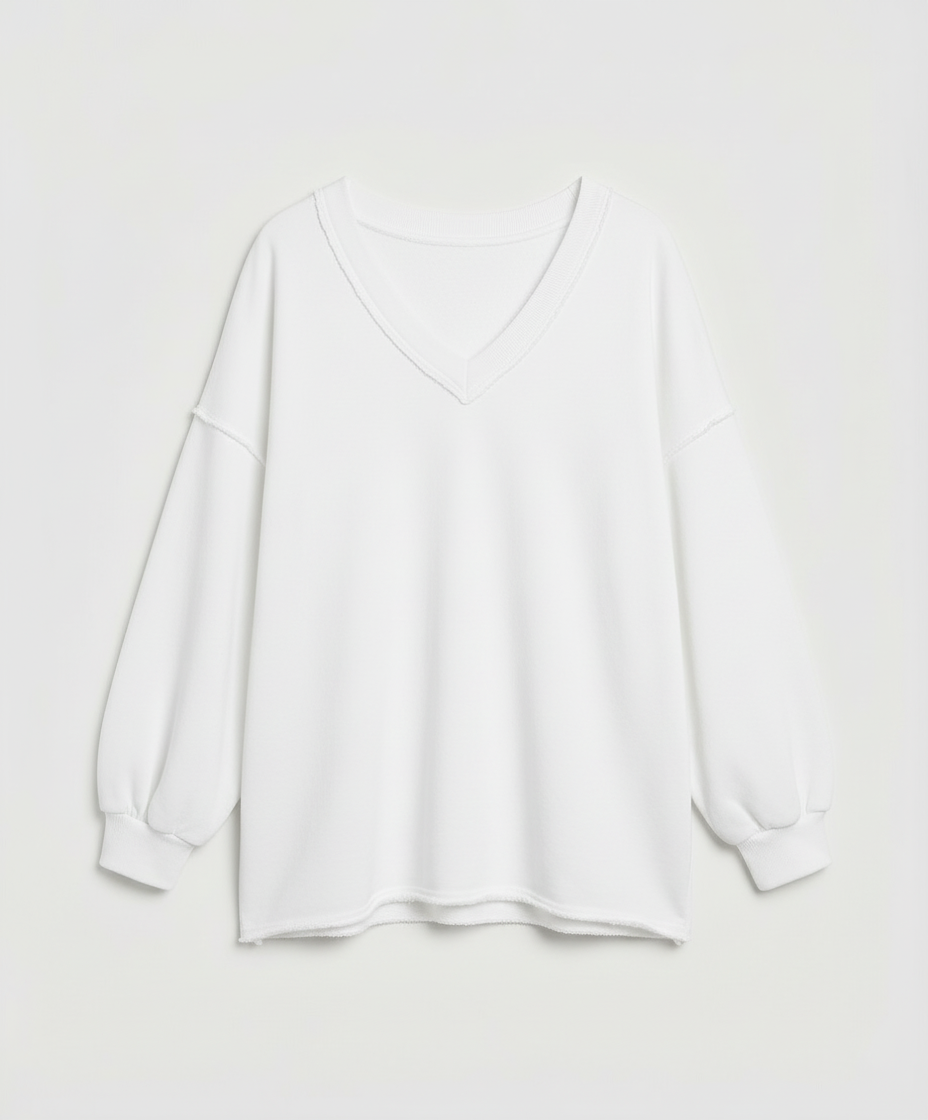 Oversized Damen V-Ausschnitt Sweatshirt | R&B